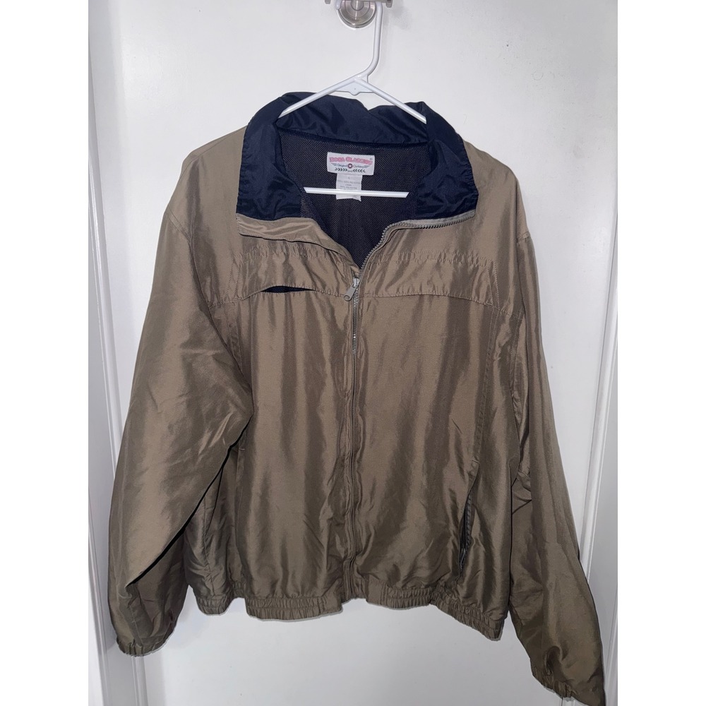 Boca Classics Mens Full Zip Windbreaker Jacket Tan Khaki Navy Blue Large L
